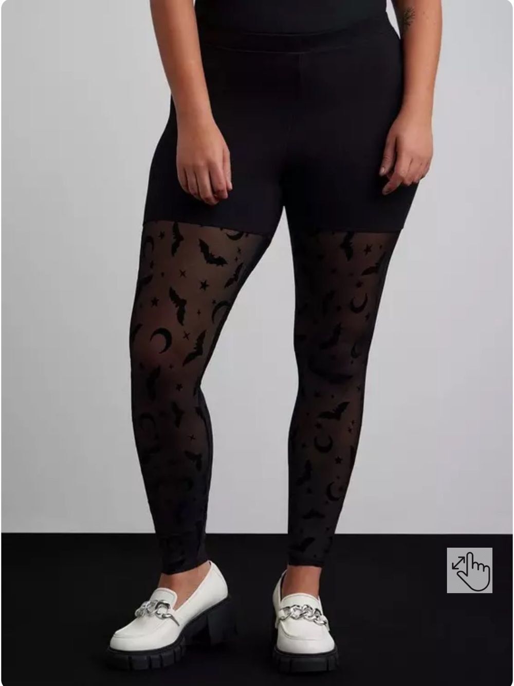 NWOT torrid Full-Length Comfort Waist Flocked Legging - Starry Bats - Picture 4 of 12